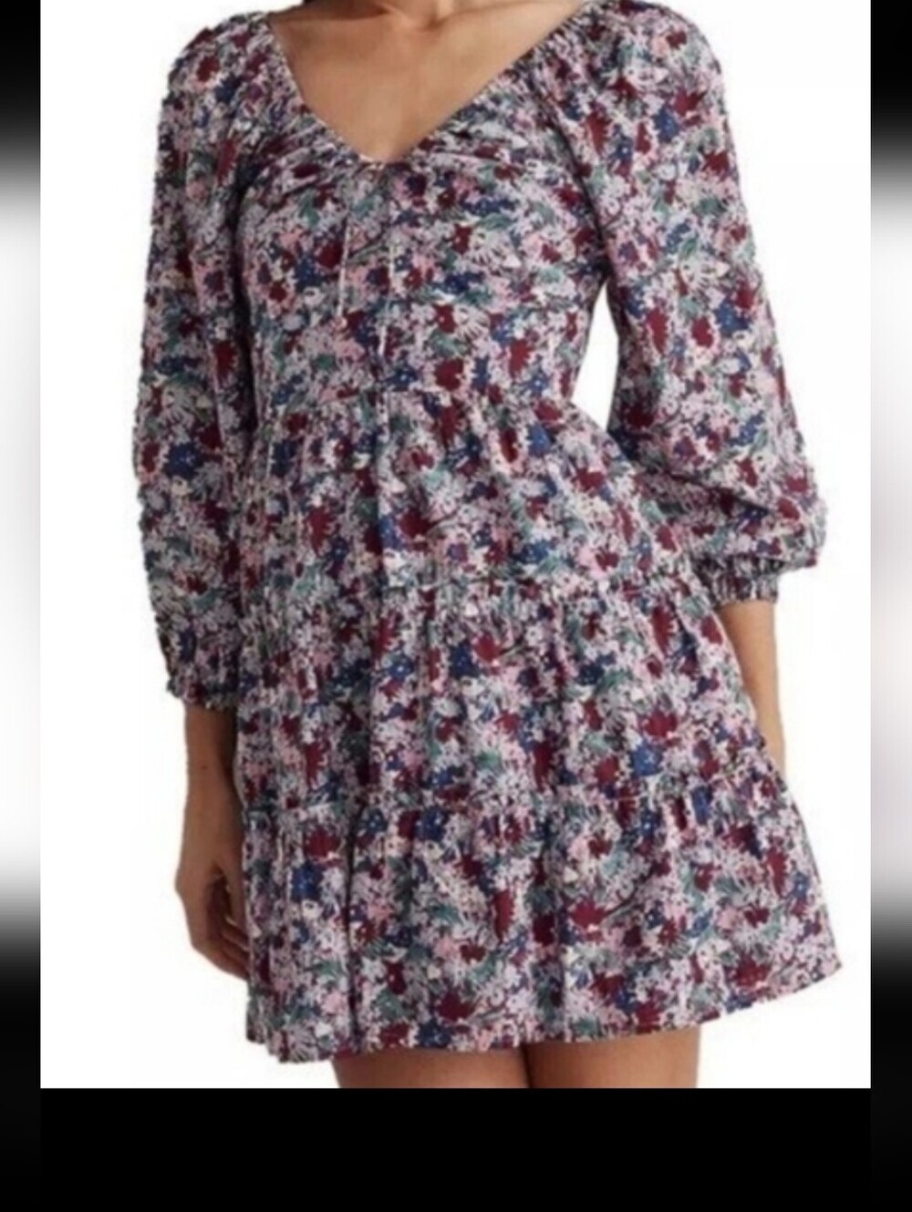 Madewell Amalia Womens Floral Tiered Mini Dress Sz 00 Spring Summer Festival